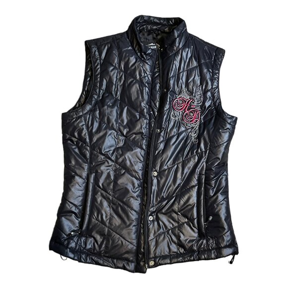 Harley Davidson Womens Puffer Vest Black And Pink Small - Picture 6 of 9